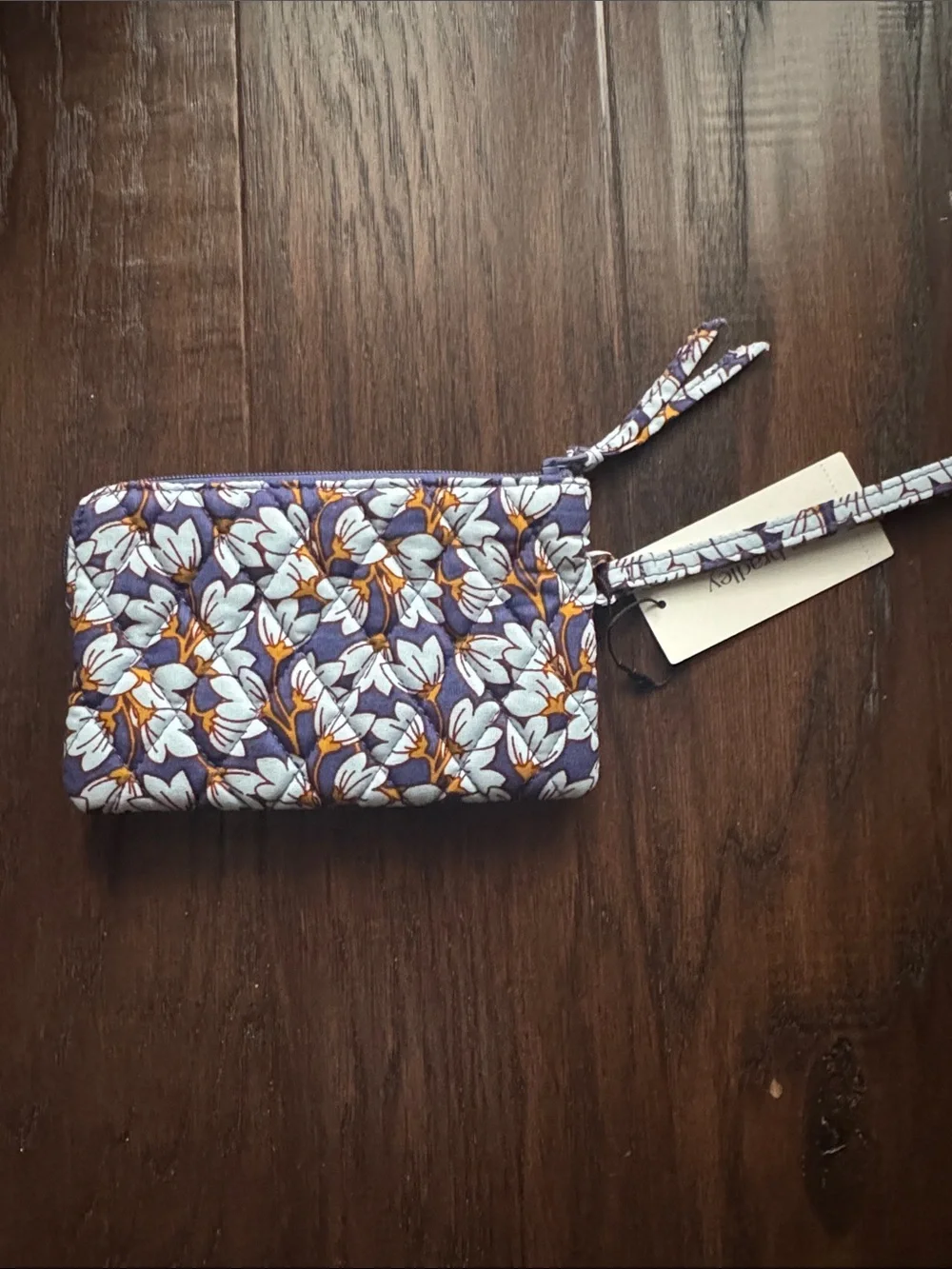 Vera Bradley Quilted Floral Wristlet in Purple, White and Orange